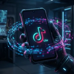 هاتف ذكي تعرض تطبيق تيك توك لايت TikTok Lite لتوفير الإنترنت ومساحة التخزين
